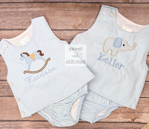 Monogrammed Baby Boy Outfit, newborn boy set with elephant, elephant birthday outfit, take home outfit diaper set