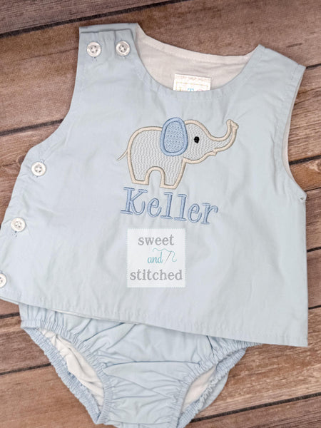 Monogrammed Baby Boy Outfit, newborn boy set with elephant, elephant birthday outfit, take home outfit diaper set