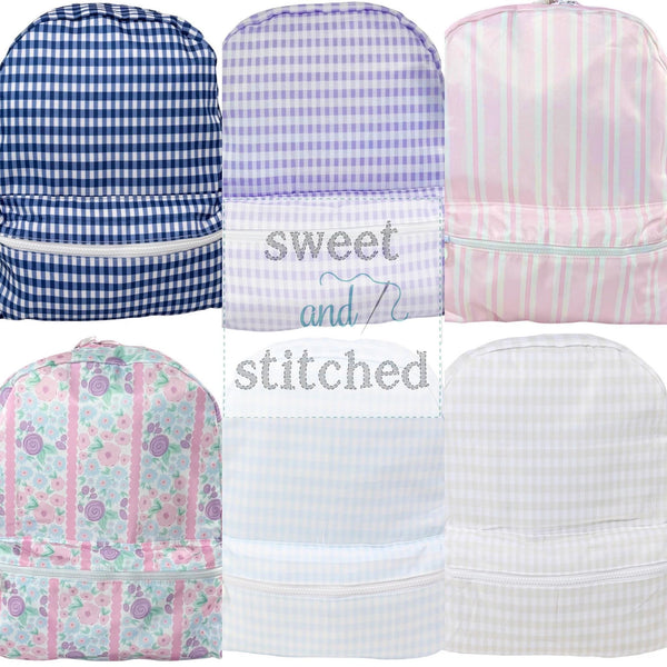 Monogrammed nylon backpacks, back to school wipable backpacks