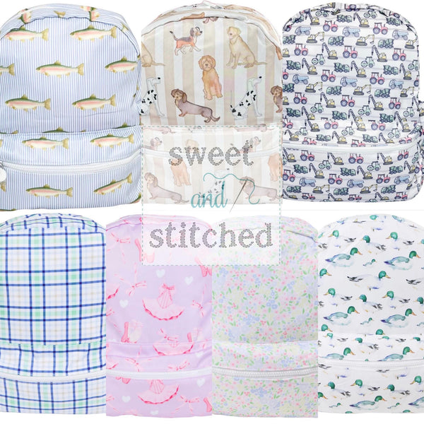 Monogrammed nylon backpacks, back to school wipable backpacks