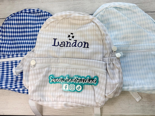 Monogrammed nylon backpacks, back to school wipable backpacks