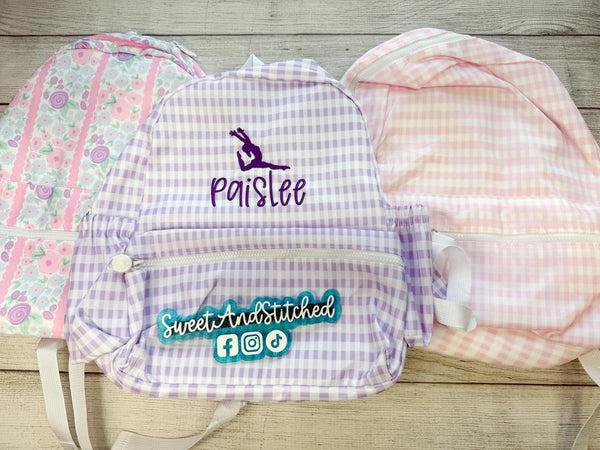 Monogrammed nylon backpacks, back to school wipable backpacks
