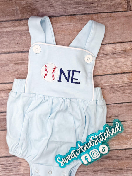 Boys monogrammed first birthday baseball bubble, boys cake smash baseball romper, baseball outfit for little brother