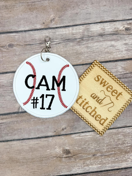 Monogrammed bag tags, baseball bag tags, sports bag tags, personalized bag tags