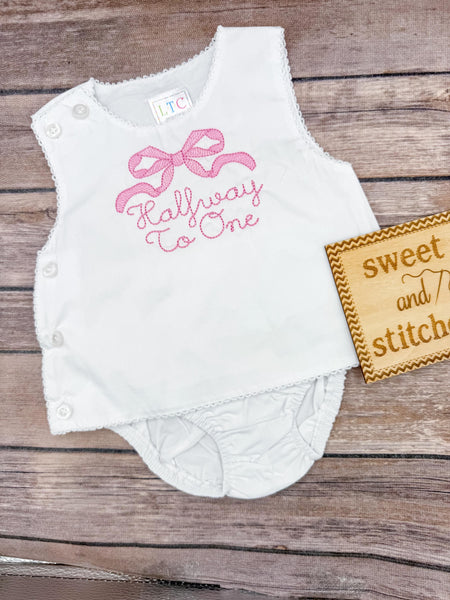 Monogrammed Baby Girl Diaper Set, Half Birthday Outfit, Cake Smash Bloomer Set