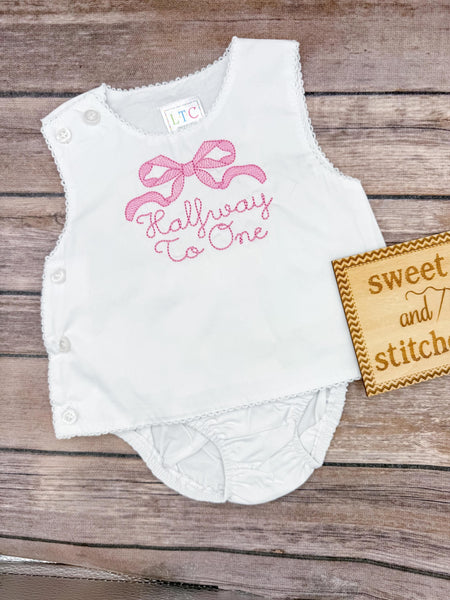Monogrammed Baby Girl Diaper Set, Half Birthday Outfit, Cake Smash Bloomer Set