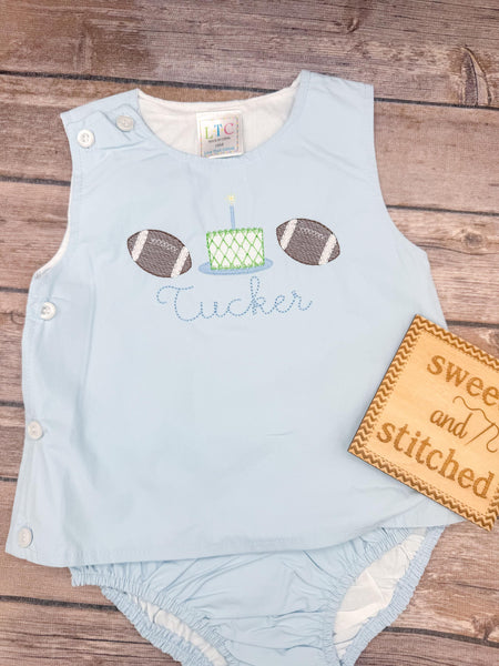 Monogrammed Baby Boy football Birthday Outfit, Cake Smash Diaper Set