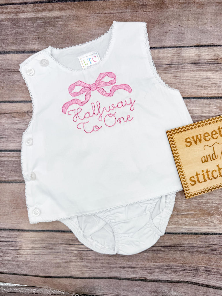 Monogrammed Baby Girl Diaper Set, Half Birthday Outfit, Cake Smash Bloomer Set