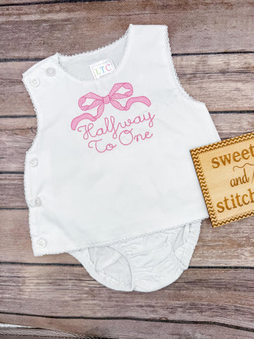 Monogrammed Baby Girl Diaper Set, Half Birthday Outfit, Cake Smash Bloomer Set