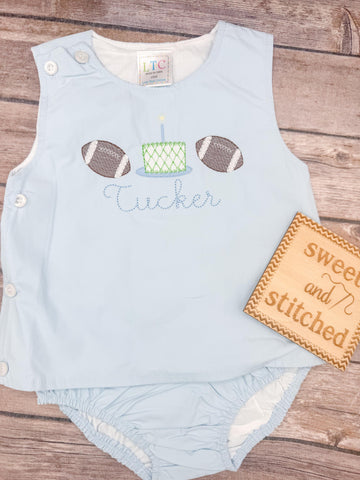 Monogrammed Baby Boy football Birthday Outfit, Cake Smash Diaper Set