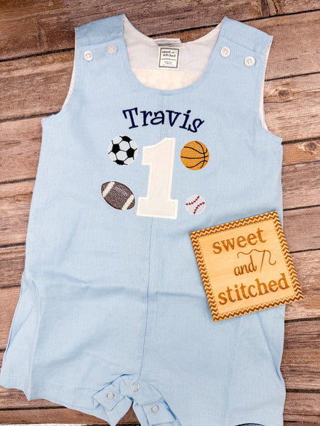 Baby Boys sports themed Birthday romper, football, basketball, soccer, baseball boys sports cake smash outfit, 1st birthday sports Jon Jon