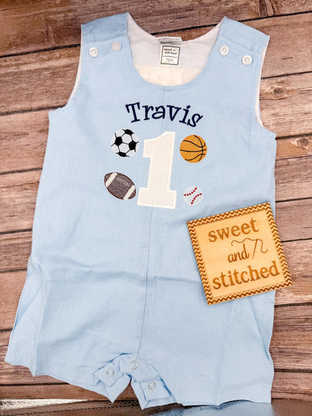 Baby Boys sports themed Birthday romper, football, basketball, soccer, baseball boys sports cake smash outfit, 1st birthday sports Jon Jon
