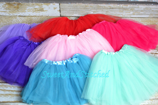 Girls Tutu in Newborn (0-6M) and 6M+ size - the perfect accessory for birthday outfits and holiday outfits! - Sweet and Stitched