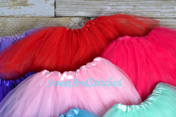 Girls Tutu in Newborn (0-6M) and 6M+ size - the perfect accessory for birthday outfits and holiday outfits! - Sweet and Stitched