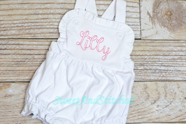BLANK baby girl outfit, bubble romper ruffle sunsuit BLANK