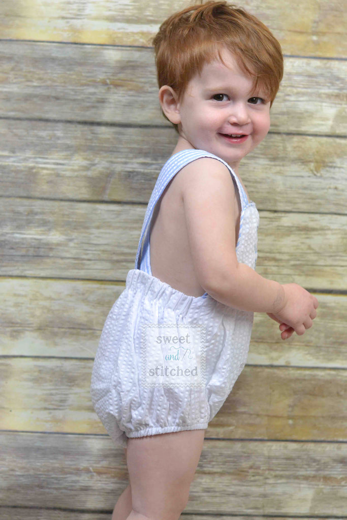 Baby Boy Romper Outfit BLANK Baby Boy Seersucker Outfit, Bubble