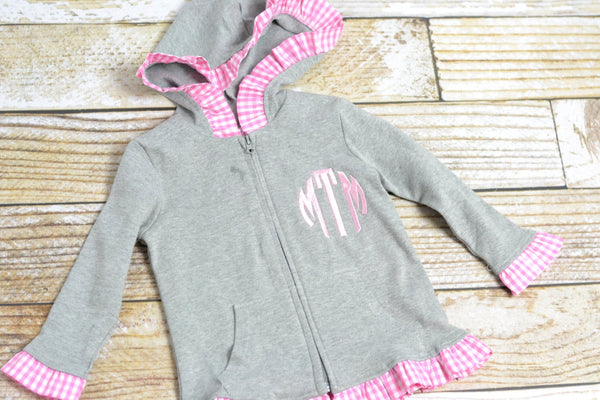 Monogrammed Girls Jacket, Monogrammed zip up hoodie