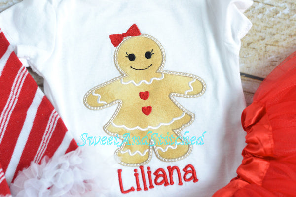 Girls Christmas Gingerbread shirt personalized, personalized girls christmas outfit, gingerbread girl outfit!  Personalized christmas outfit