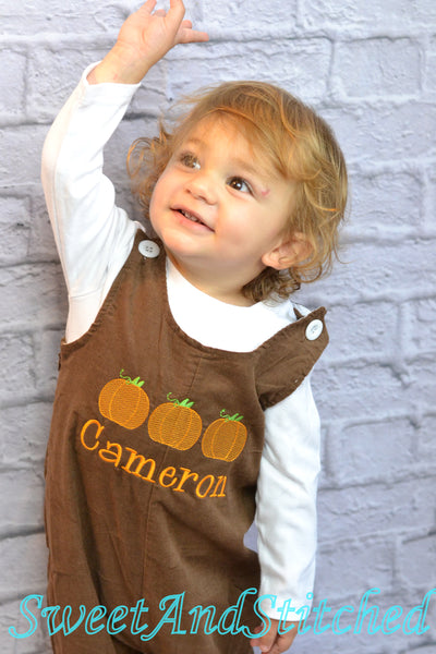 Personalized Baby Boy pumpkin outfit - Boys Thanksgiving Outfit, baby boy fall longall