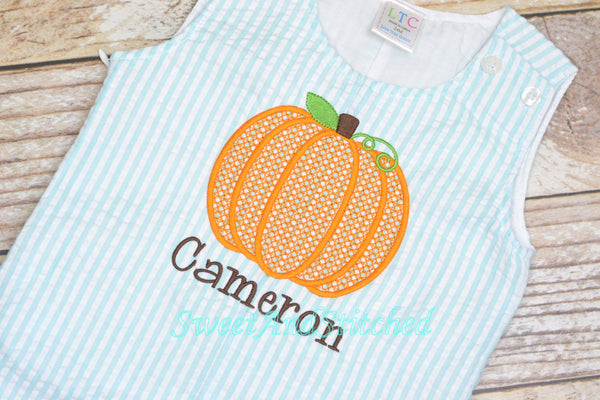 Monogrammed Boys Pumpkin Romper, Boys personalized fall outfit