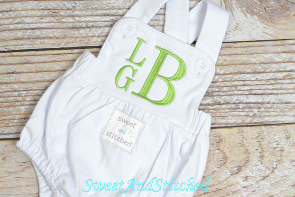 Monogrammed baby boy outfit, monogrammed boys bubble