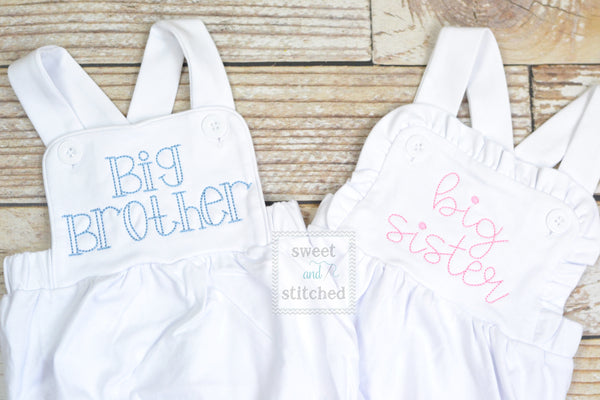 Monogrammed big brother outfit, boys cross backed bubble