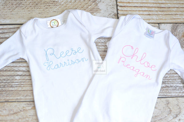 Baby girl monogrammed gown white and baby pink, baby girl take home outfit