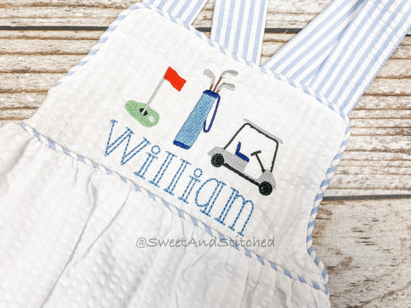Monogrammed baby boy golf outfit, golf 1st birthday cake smash outfit