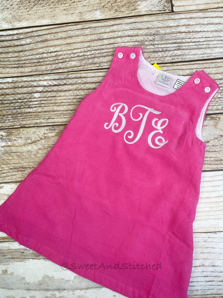 Pink Corduroy jumper dress BLANK – Sweet and Stitched Pink Corduroy jumper dress BLANK – Sweet and Stitched