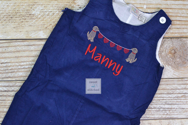 Baby boy Valentine&#39;s outfit, Toddler Boys Valentine overalls, Boys monogrammed valentine outfit, dog design with hearts
