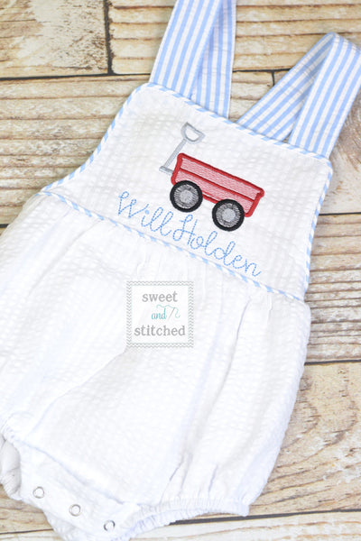 Monogrammed baby boy wagon outfit, red wagon 1st birthday cake smash outfit, wagon birthday outfit