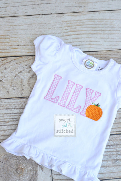 Girl Pumpkin Shirt pumpkin tee, monogrammed pumpkin shirt, girl halloween shirt - thanksgiving shirt