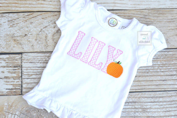 Girl Pumpkin Shirt pumpkin tee, monogrammed pumpkin shirt, girl halloween shirt - thanksgiving shirt
