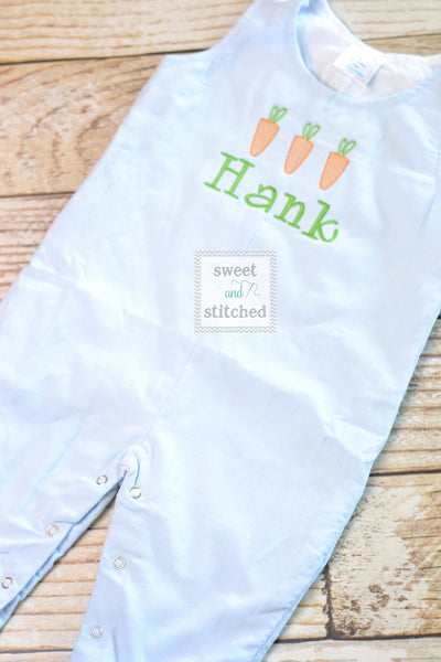 Personalized Boys Corduroy Easter outfit with carrot design and name - Baby Boy Easter Outfit, Easter overalls, Easter monogrammed outfit
