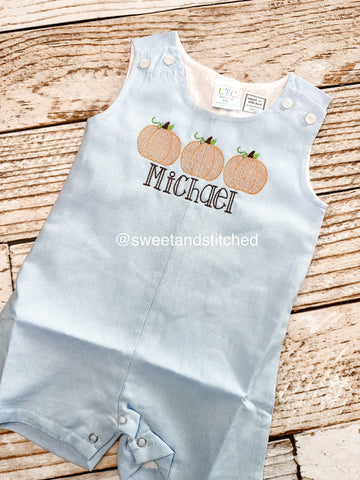 Monogrammed Boys Pumpkin Romper, Boys Halloween, Fall, Thanksgiving Outfit, Personalized baby boy pumpkin outfit, pumpkin jon jon