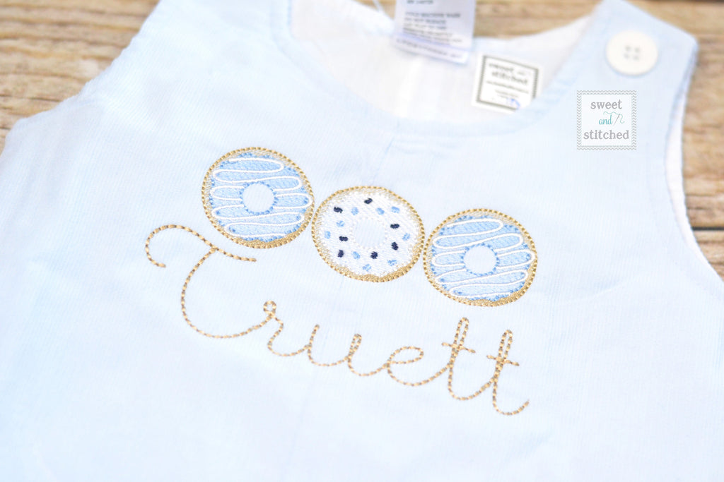 Personalized Boys Corduroy Birthday outfit with donut birthday design and name - Baby Boy cake smash Outfit, donut birthday outfit