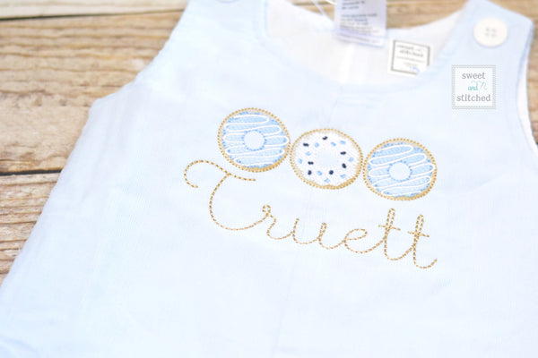 Personalized Boys Corduroy Birthday outfit with donut birthday design and name - Baby Boy cake smash Outfit, donut birthday outfit